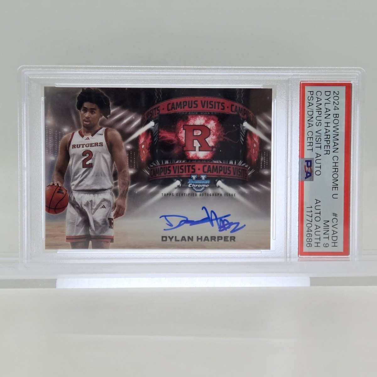 Topps Dylan Harper Campus Visit Autographs Topps Certified PSA 9 2024 Bowman Chrome University Basketball Campus Visit Autographs Dylan Harper Signed GREI Certificate GRA000123636357