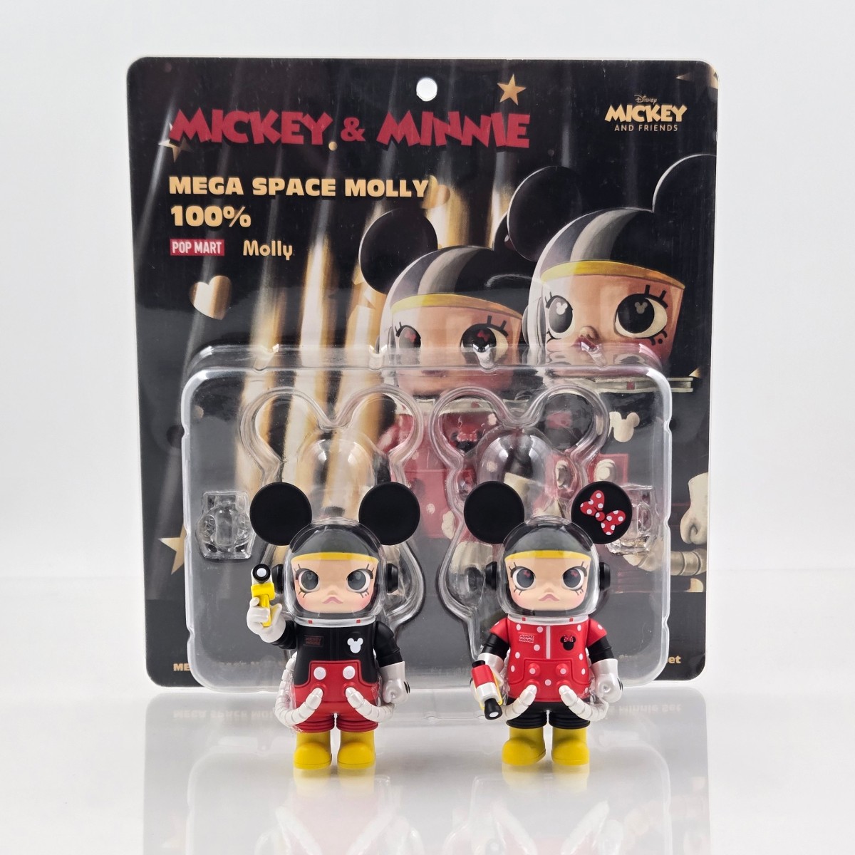 POPMART MEGA Space Molly 100% Mickey & Minnie Set Signed by Kenny Wong